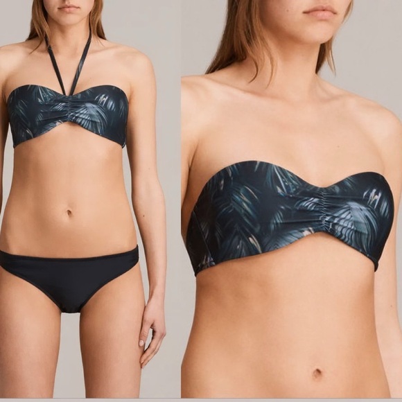 ALL STAINTS Sofia Neluwa Bikini Top in Black Palm Tree Motif NWT Sz. X Small - Picture 1 of 12